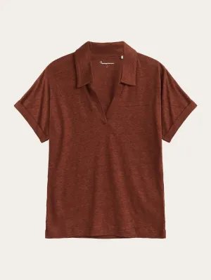 Linen bat sleeve polo - GOTS/Vegan - Tiramisu