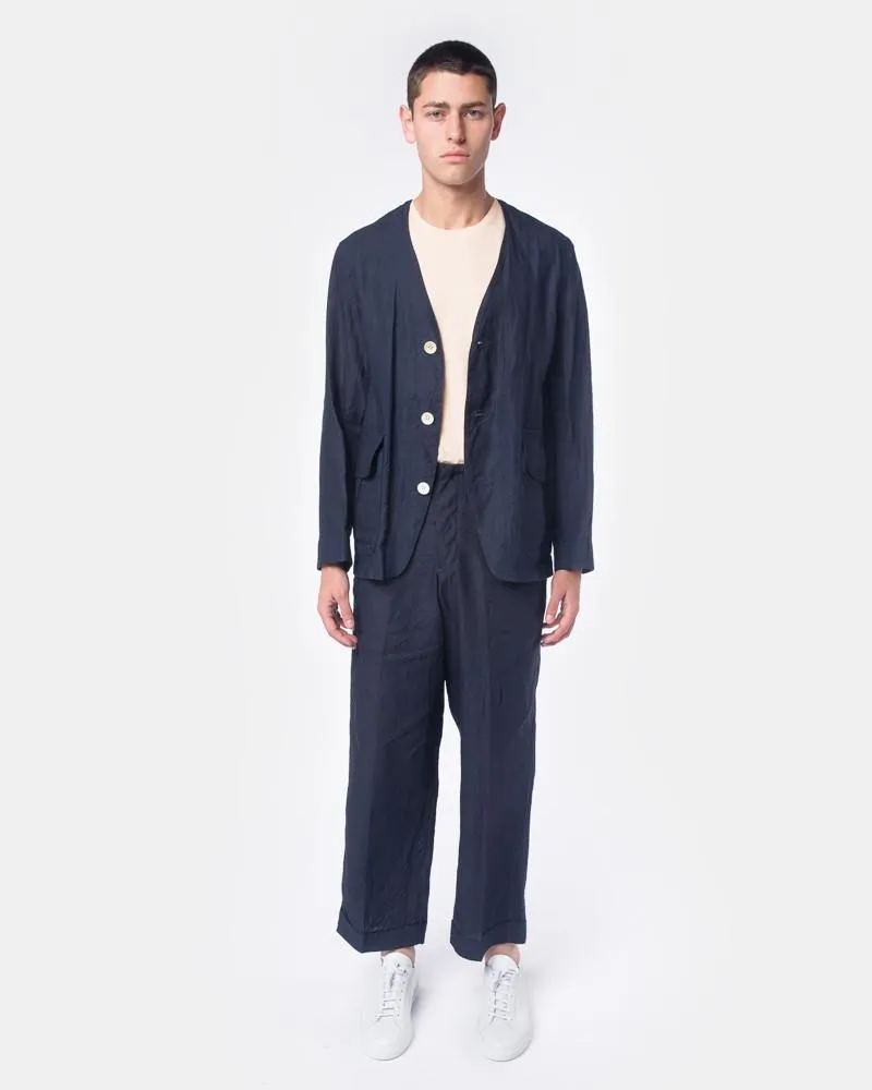 Linen Cardigan in Indigo