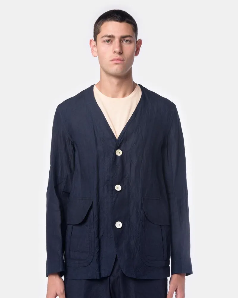 Linen Cardigan in Indigo