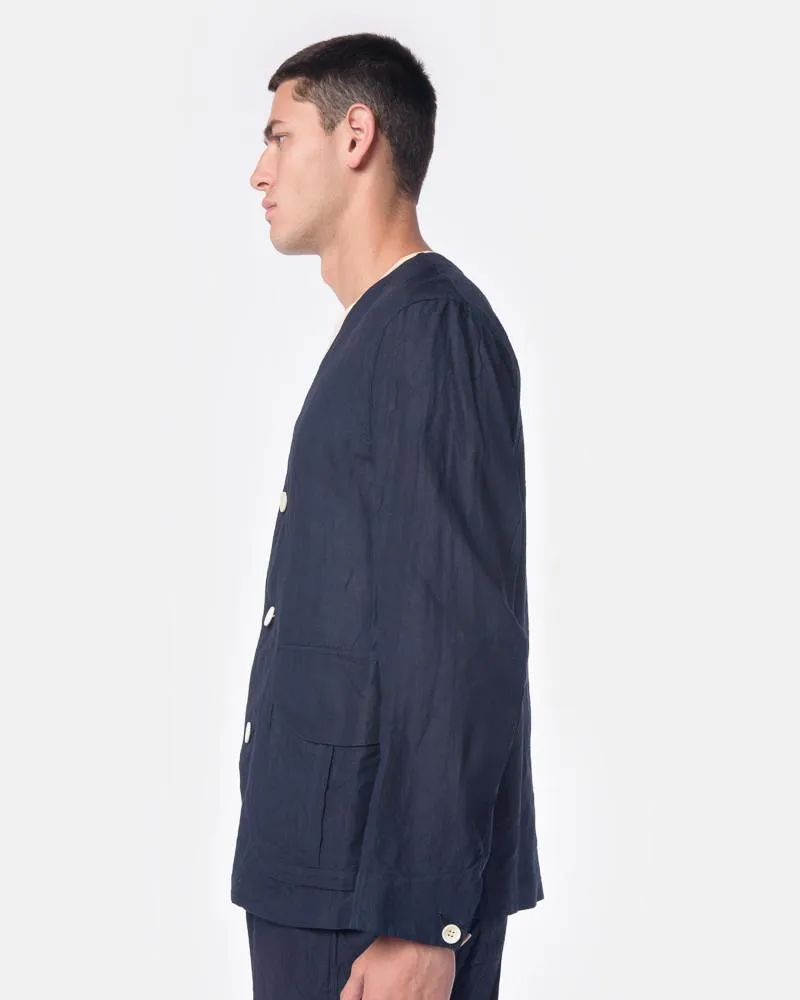 Linen Cardigan in Indigo