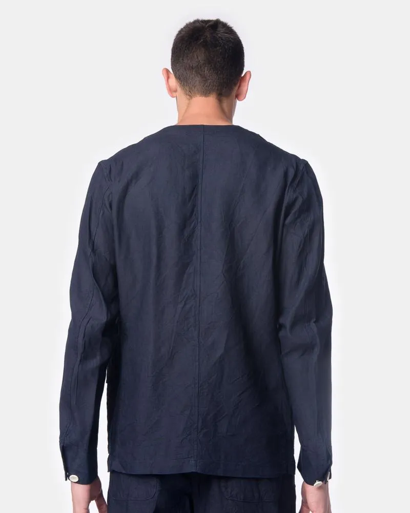 Linen Cardigan in Indigo