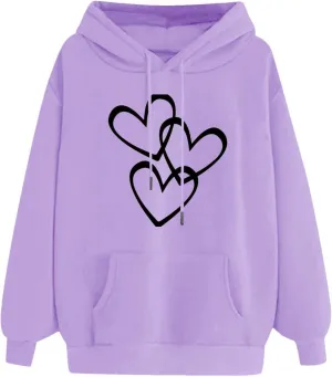 Long Sleeve Hoodie Shirts for Women Fashion Love Graphic Pullover Sweatshirt Loose Soft Comfy Fall Tops
