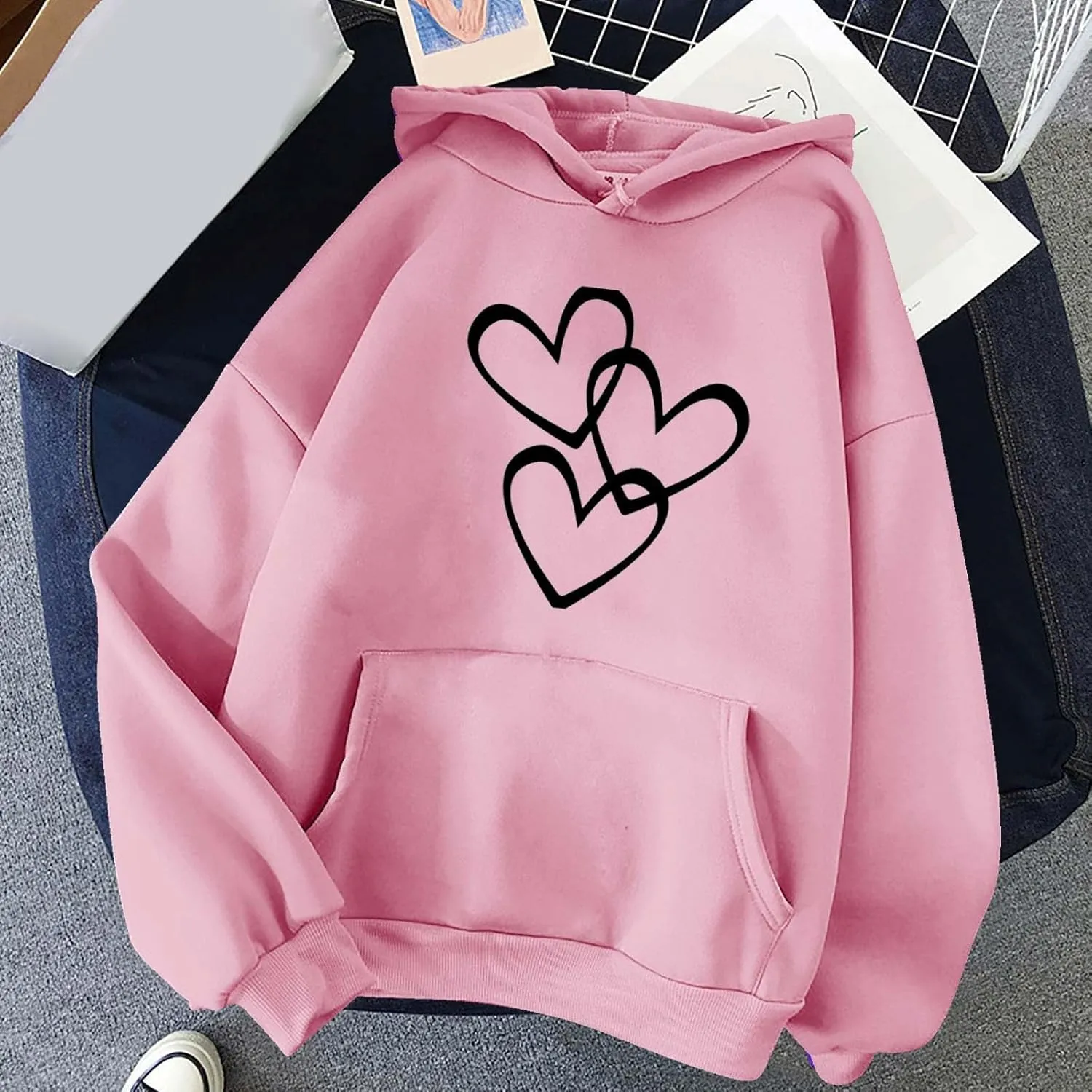 Long Sleeve Hoodie Shirts for Women Fashion Love Graphic Pullover Sweatshirt Loose Soft Comfy Fall Tops