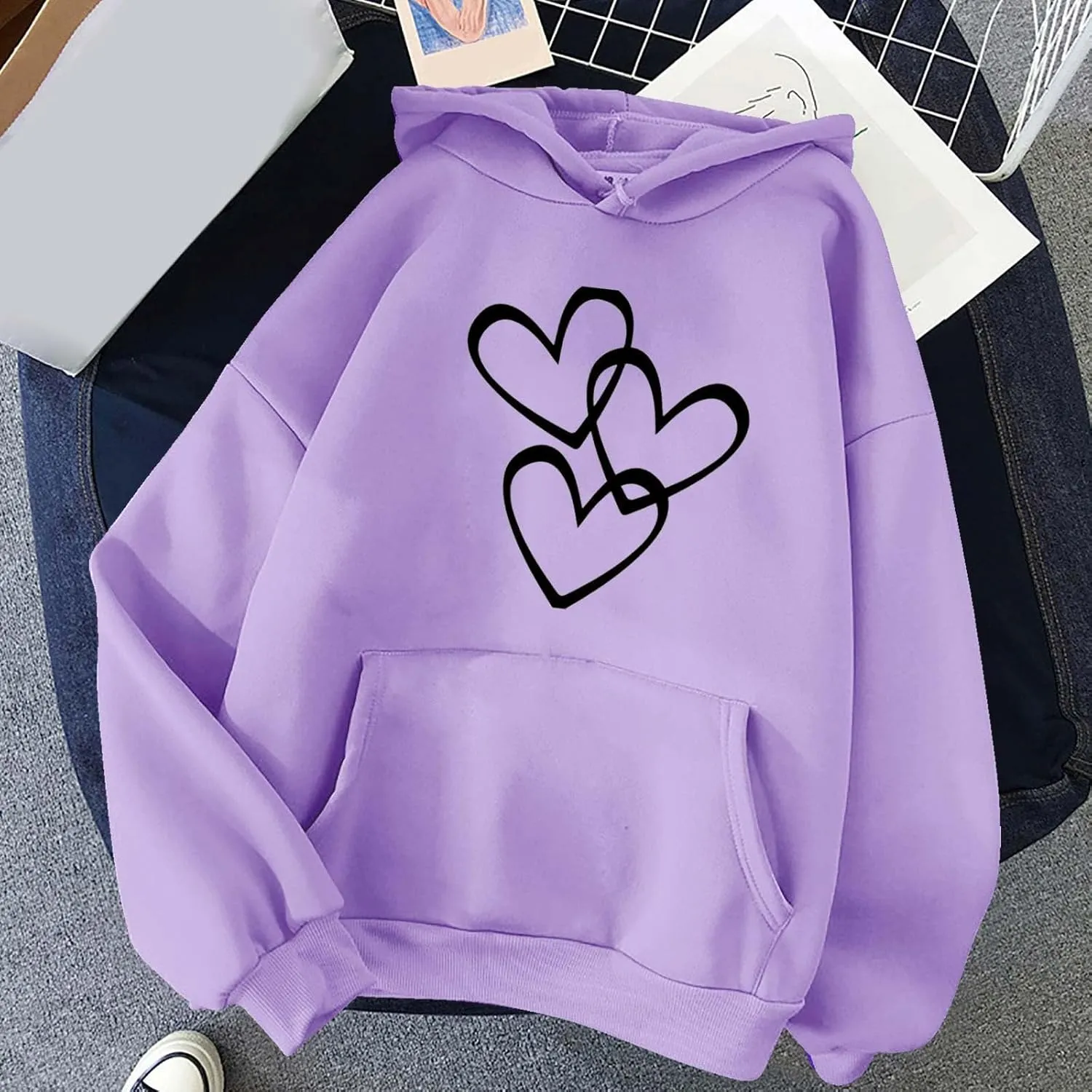 Long Sleeve Hoodie Shirts for Women Fashion Love Graphic Pullover Sweatshirt Loose Soft Comfy Fall Tops
