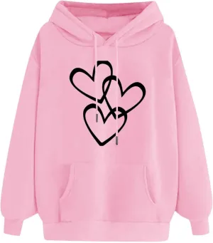 Long Sleeve Hoodie Shirts for Women Fashion Love Graphic Pullover Sweatshirt Loose Soft Comfy Fall Tops
