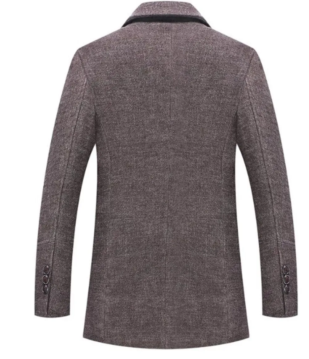 Mens Classic Button Front Layered Look Military Coat
