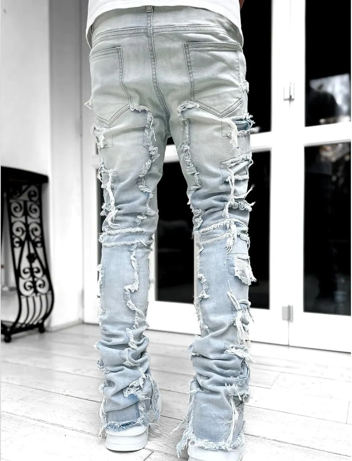 Mens Pants Jeans Regular Fit Casual Cargo Jeans Straight Leg Pants Lightweight Loose Stretch Denim Pants Trousers
