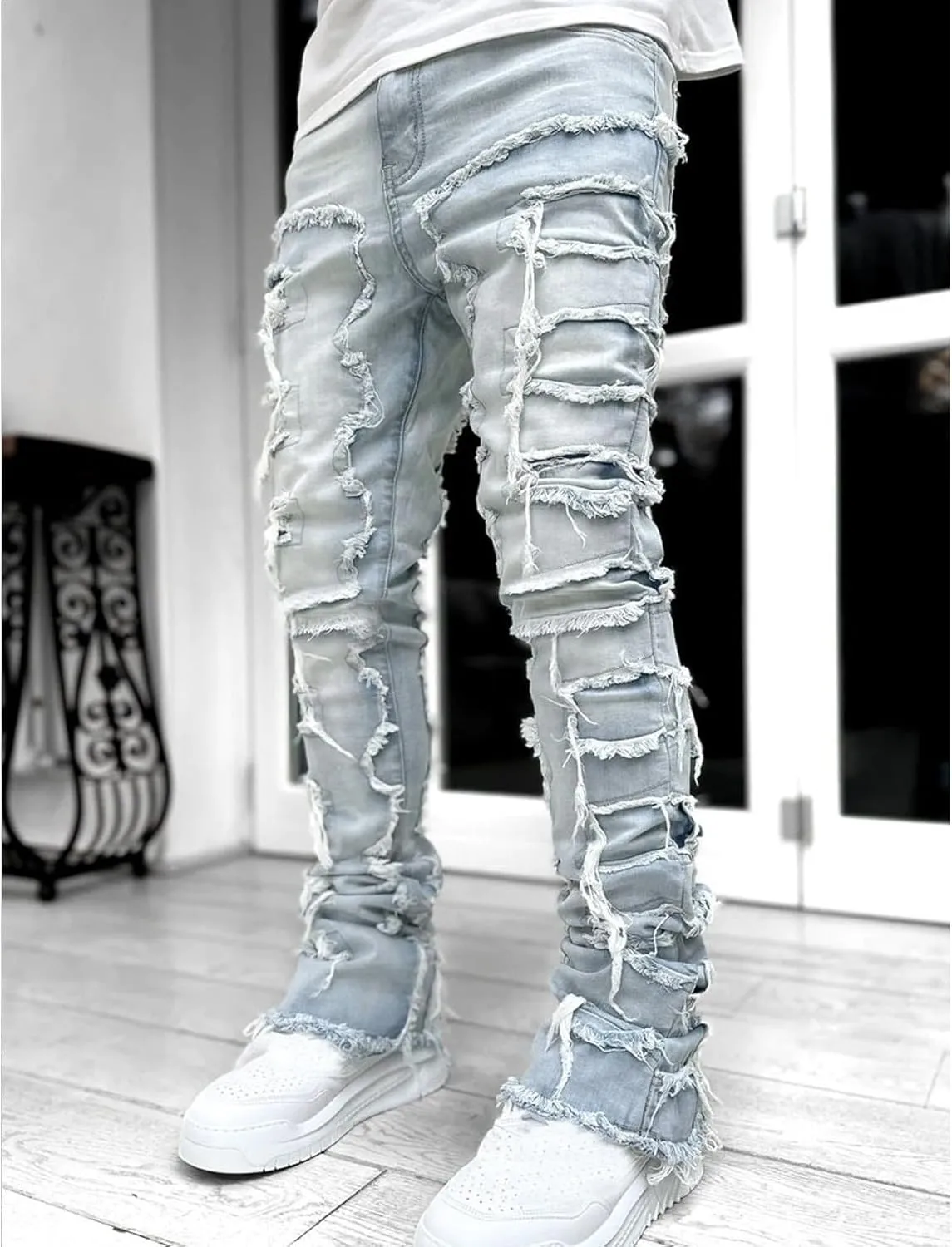 Mens Pants Jeans Regular Fit Casual Cargo Jeans Straight Leg Pants Lightweight Loose Stretch Denim Pants Trousers