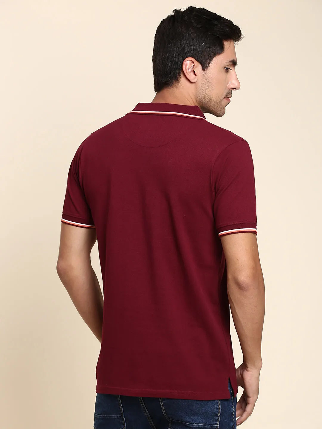 Men's Soft And Stretchy Fabric Burgundy Casual Polo Tshirt