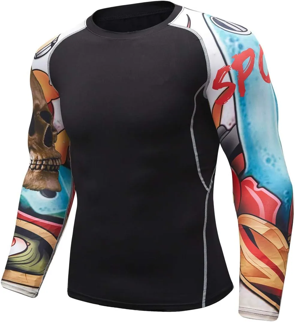 Men's Soft Fit Long Sleeve Workout Rashguard Cool Dry Compression Fitness Shirt