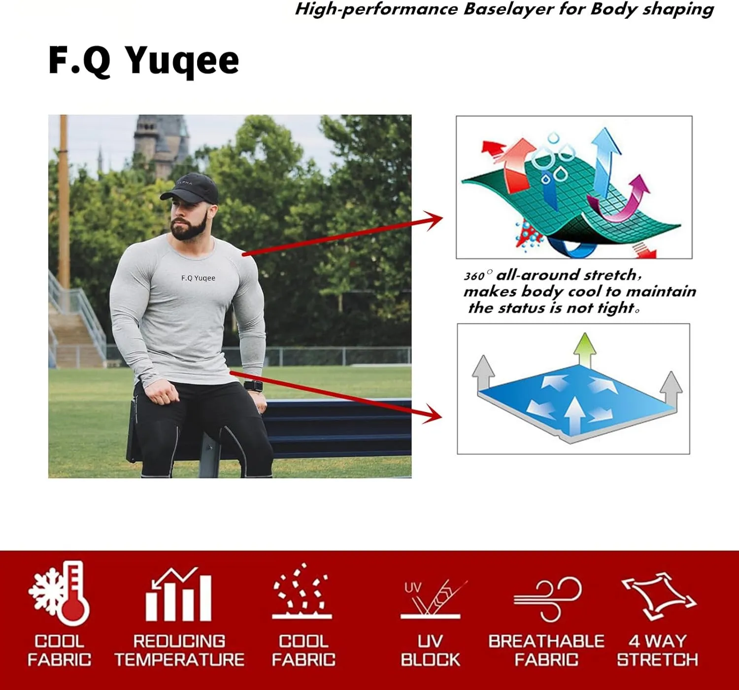 Men's Soft Fit Long Sleeve Workout Rashguard Cool Dry Compression Fitness Shirt