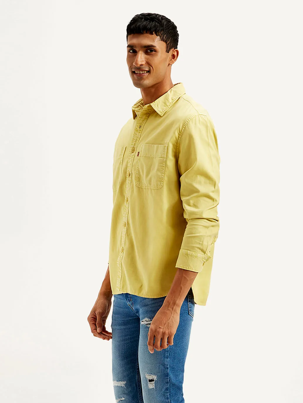 Men's Solid Overdyed Relaxed Fit Shirt