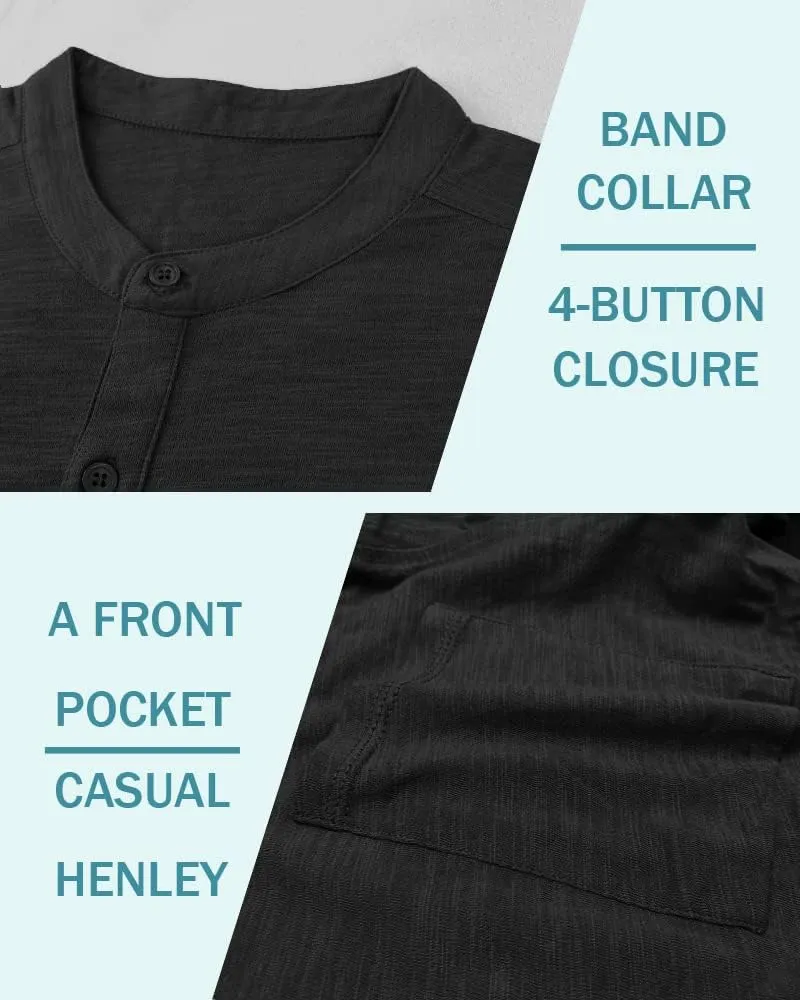 Muscle Cmdr Men's Casual Cotton Henley Shirts Lightweight Yoga Short Sleeve Shirt Hawaiian Beach Soft Tee