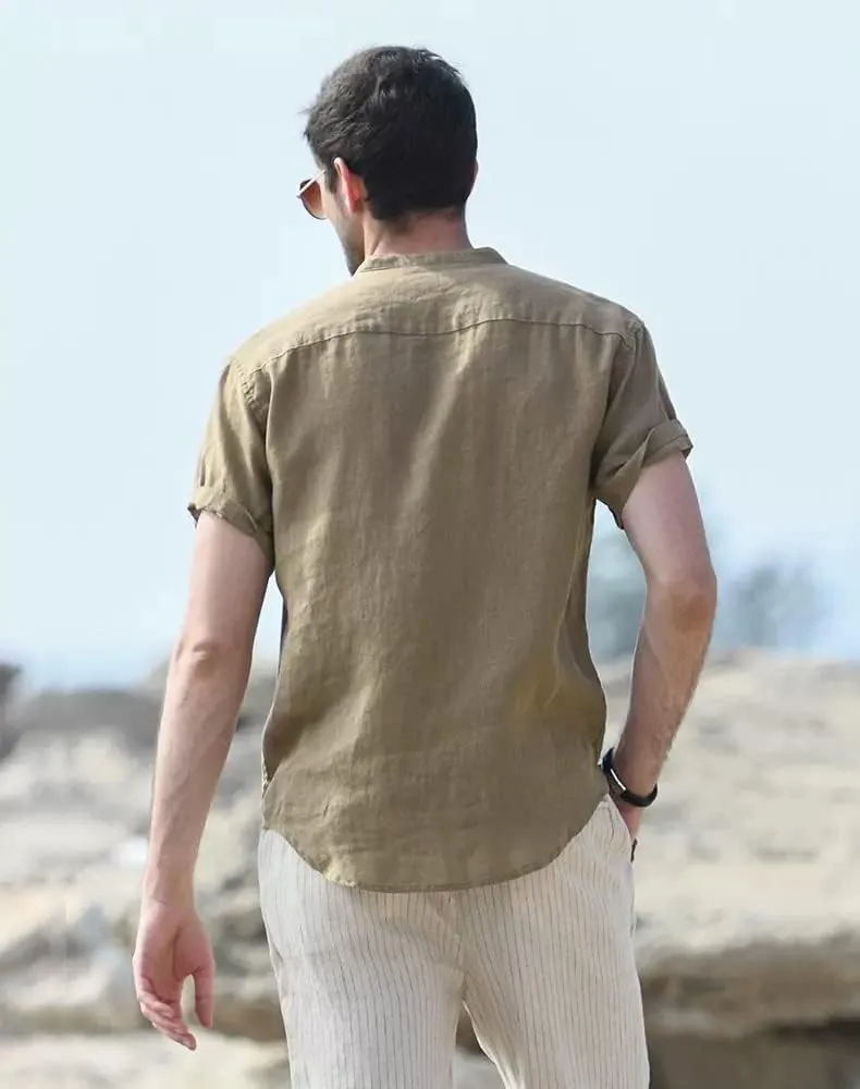 Muscle Cmdr Men's Casual Cotton Henley Shirts Lightweight Yoga Short Sleeve Shirt Hawaiian Beach Soft Tee