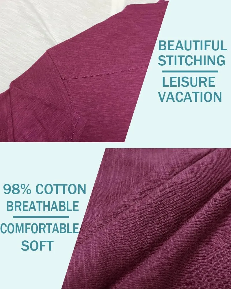 Muscle Cmdr Men's Casual Cotton Henley Shirts Lightweight Yoga Short Sleeve Shirt Hawaiian Beach Soft Tee