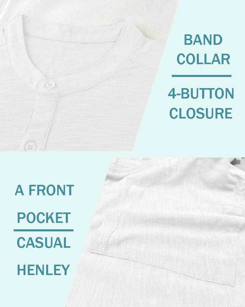 Muscle Cmdr Men's Casual Cotton Henley Shirts Lightweight Yoga Short Sleeve Shirt Hawaiian Beach Soft Tee