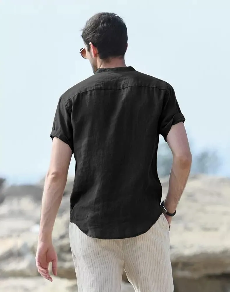 Muscle Cmdr Men's Casual Cotton Henley Shirts Lightweight Yoga Short Sleeve Shirt Hawaiian Beach Soft Tee