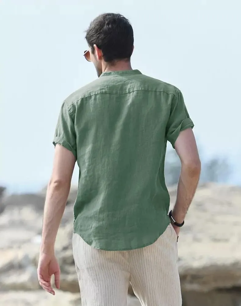 Muscle Cmdr Men's Casual Cotton Henley Shirts Lightweight Yoga Short Sleeve Shirt Hawaiian Beach Soft Tee
