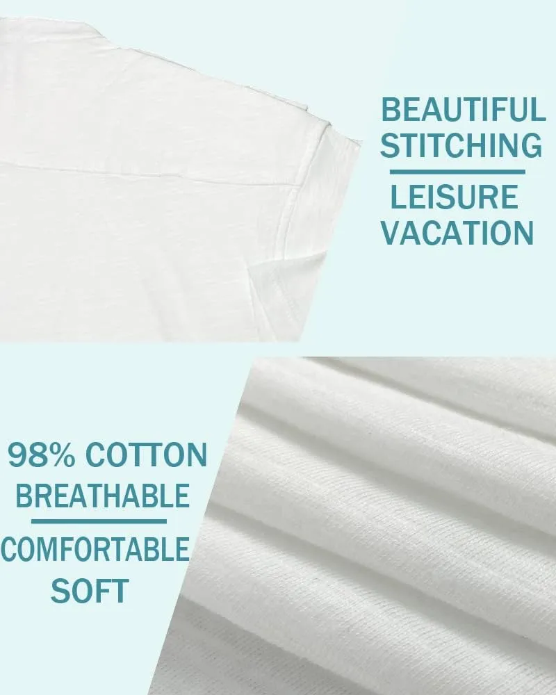 Muscle Cmdr Men's Casual Cotton Henley Shirts Lightweight Yoga Short Sleeve Shirt Hawaiian Beach Soft Tee