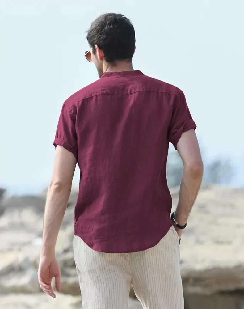 Muscle Cmdr Men's Casual Cotton Henley Shirts Lightweight Yoga Short Sleeve Shirt Hawaiian Beach Soft Tee