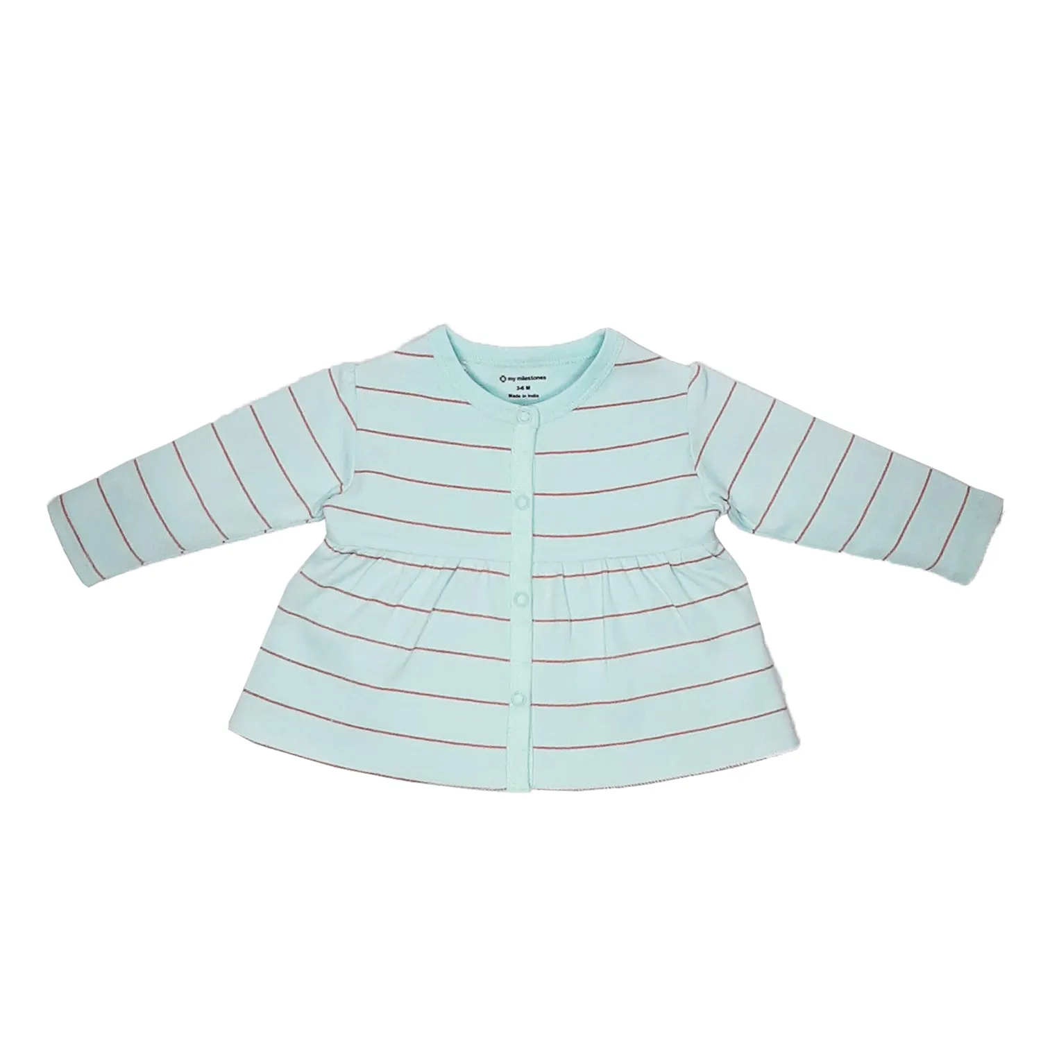 My Milestones T-shirt Full Sleeves Girls Yellow Striped / Aqua Striped - 2 Pc Pack