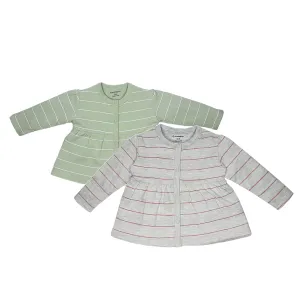 My Milestones T-shirt Full Sleeves Grey Striped / Sage Green Striped - 2 Pc Pack