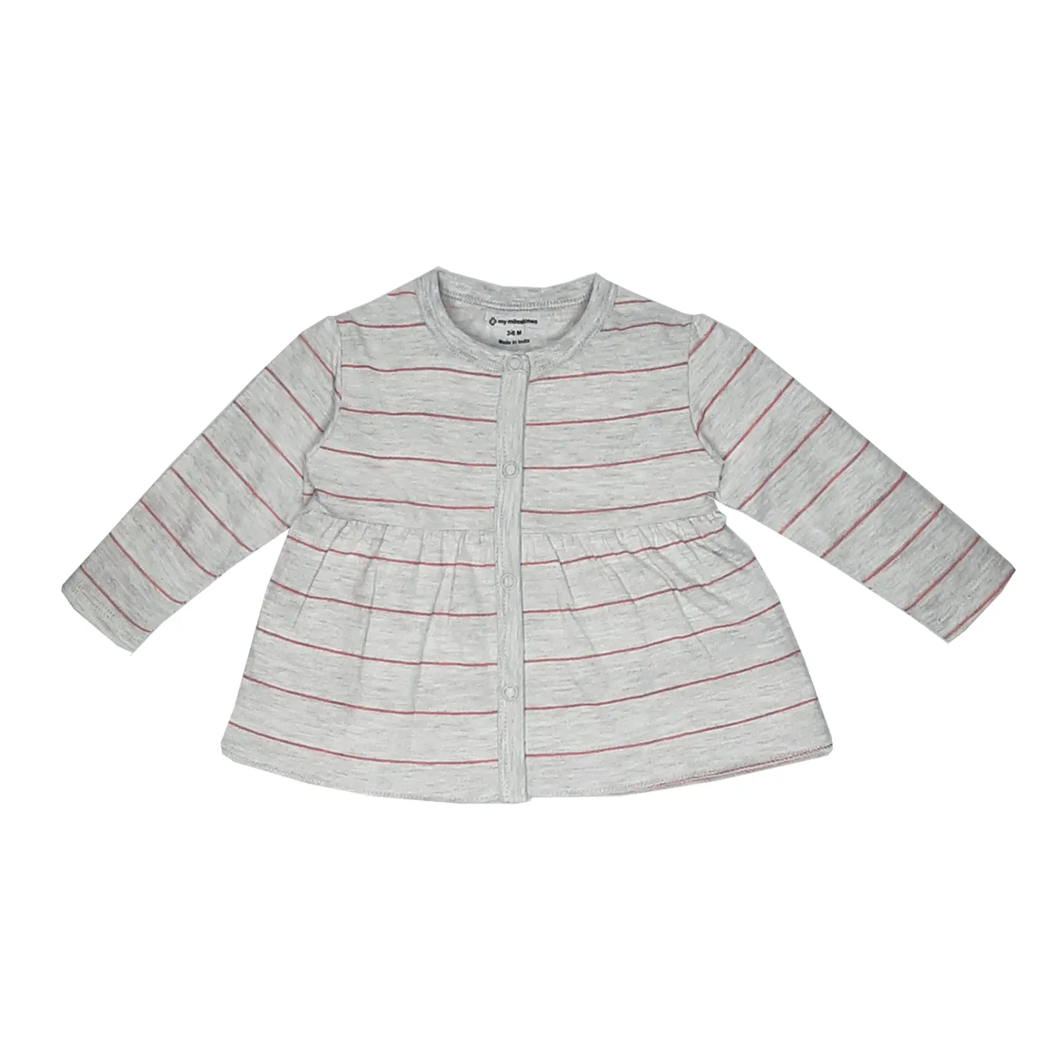 My Milestones T-shirt Full Sleeves Grey Striped / Sage Green Striped - 2 Pc Pack