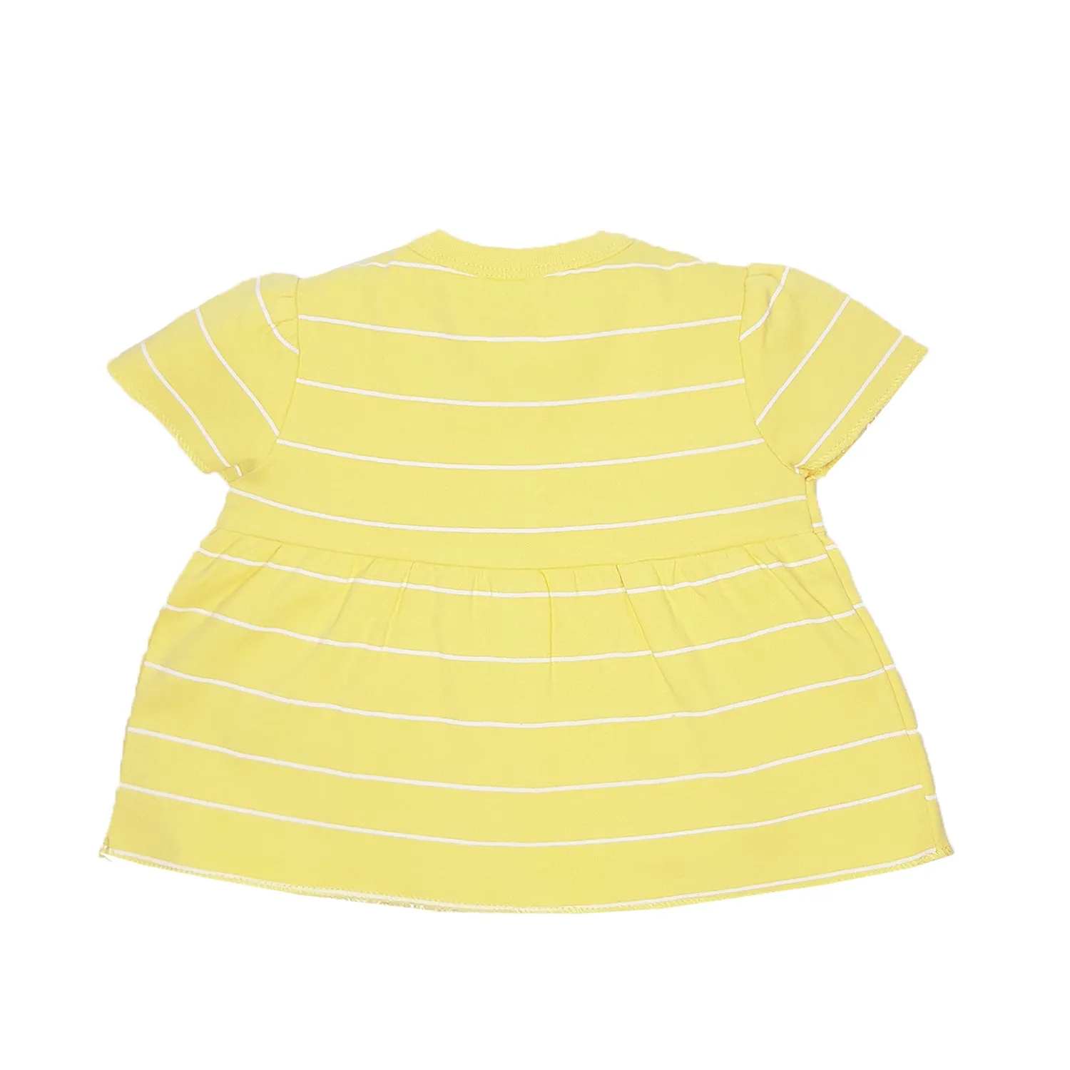My Milestones T-shirt Half Sleeves Girls Yellow Striped / Aqua Striped - 2 Pc Pack