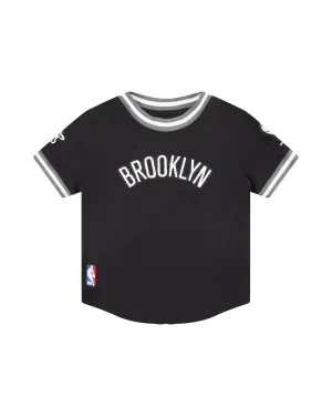 NBA BROOKLYN NETS CLASSIC TODDLER BOYS SHORT SLEEVE STRIPED RIB TEE (BLACK/GRAY)