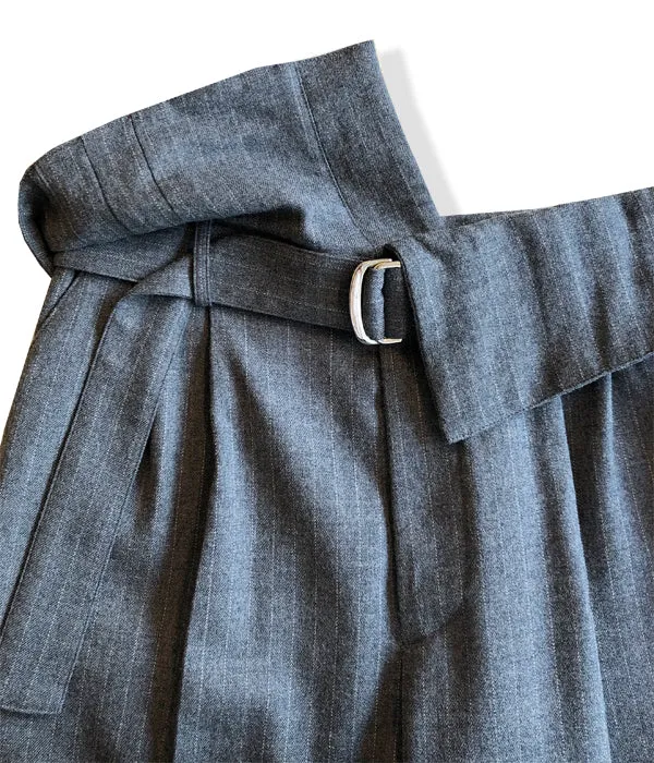 PHEENY/FLANNEL STRIPE BELTED SLACKS(GRAY)