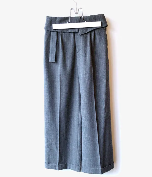 PHEENY/FLANNEL STRIPE BELTED SLACKS(GRAY)
