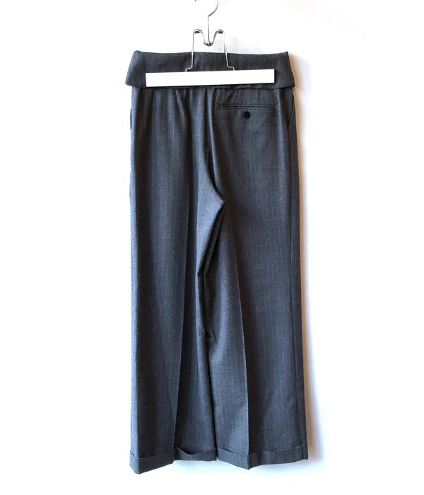 PHEENY/FLANNEL STRIPE BELTED SLACKS(GRAY)