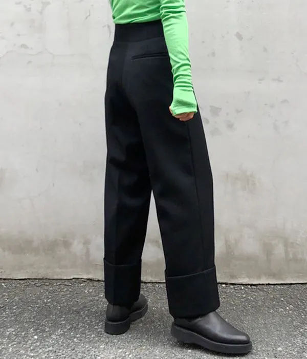 PHEENY/HARD TWILL ZIP SLACKS(BLACK)