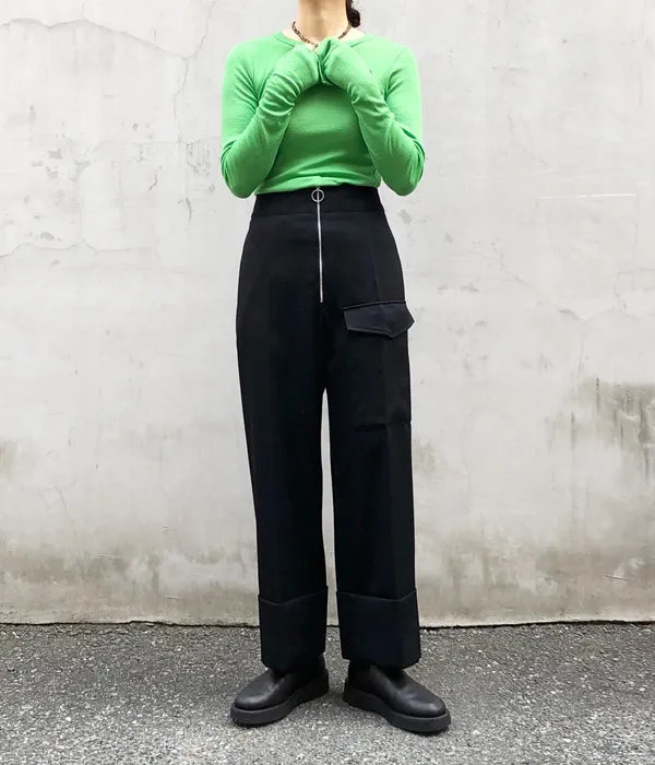 PHEENY/HARD TWILL ZIP SLACKS(BLACK)
