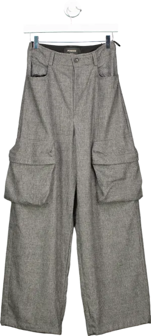 Pinko Grey Rhydon Pantalone Flanella Disegno Galles Trousers UK 6