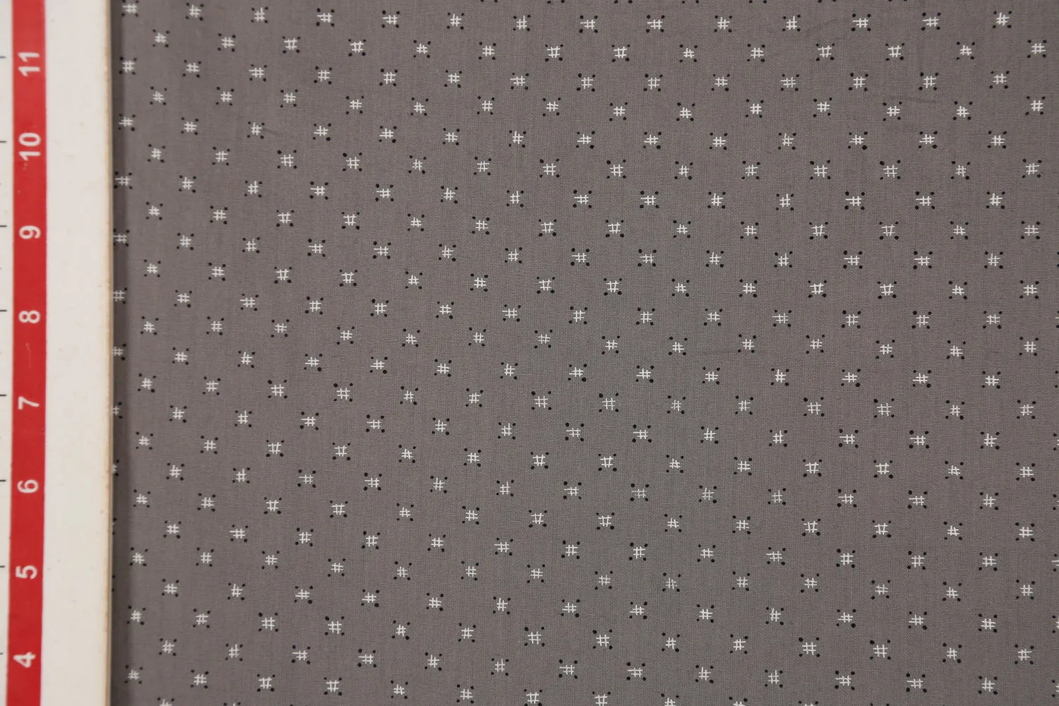 Precut 1 Metre Grey Printed Cotton Poplin Fabric