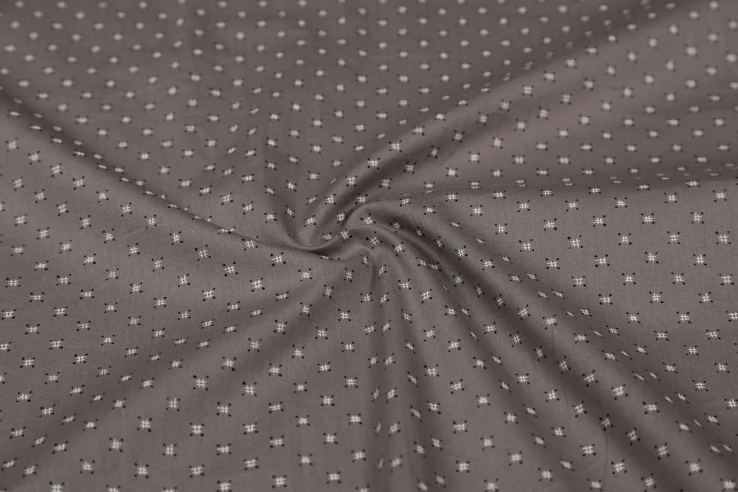 Precut 1 Metre Grey Printed Cotton Poplin Fabric