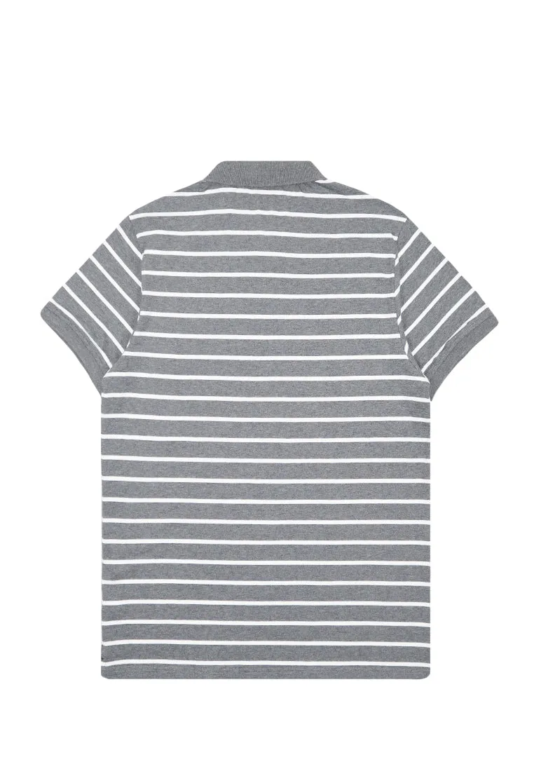 Private Stitch Signature Moustache Striped Polo Tees - Grey