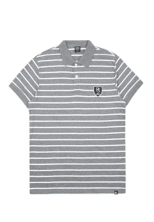Private Stitch Signature Moustache Striped Polo Tees - Grey