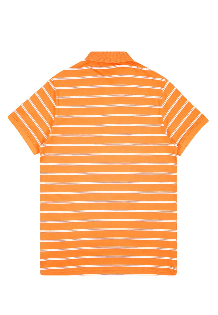 Private Stitch Signature Moustache Striped Polo Tees - Orange