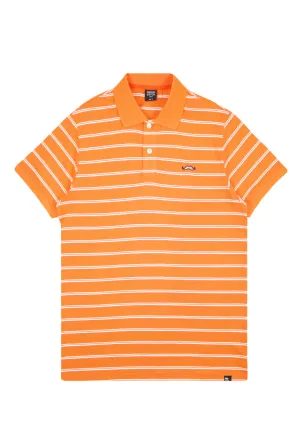 Private Stitch Signature Moustache Striped Polo Tees - Orange