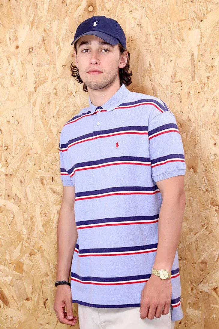 Ralph Lauren Blue Strikeout Striped Polo Shirt