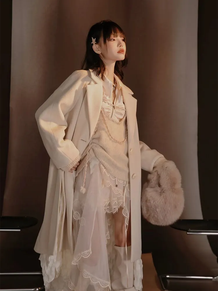 Satin Layered Loose Fluffiy Knit＆Camisole【s0000004026】