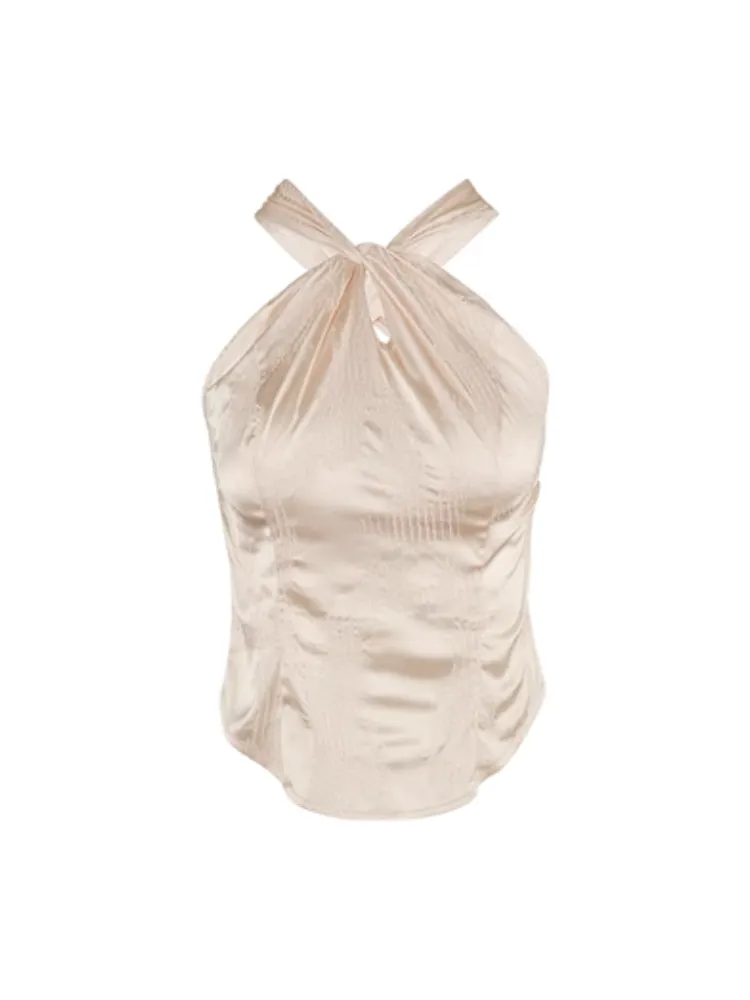 Satin Layered Loose Fluffiy Knit＆Camisole【s0000004026】