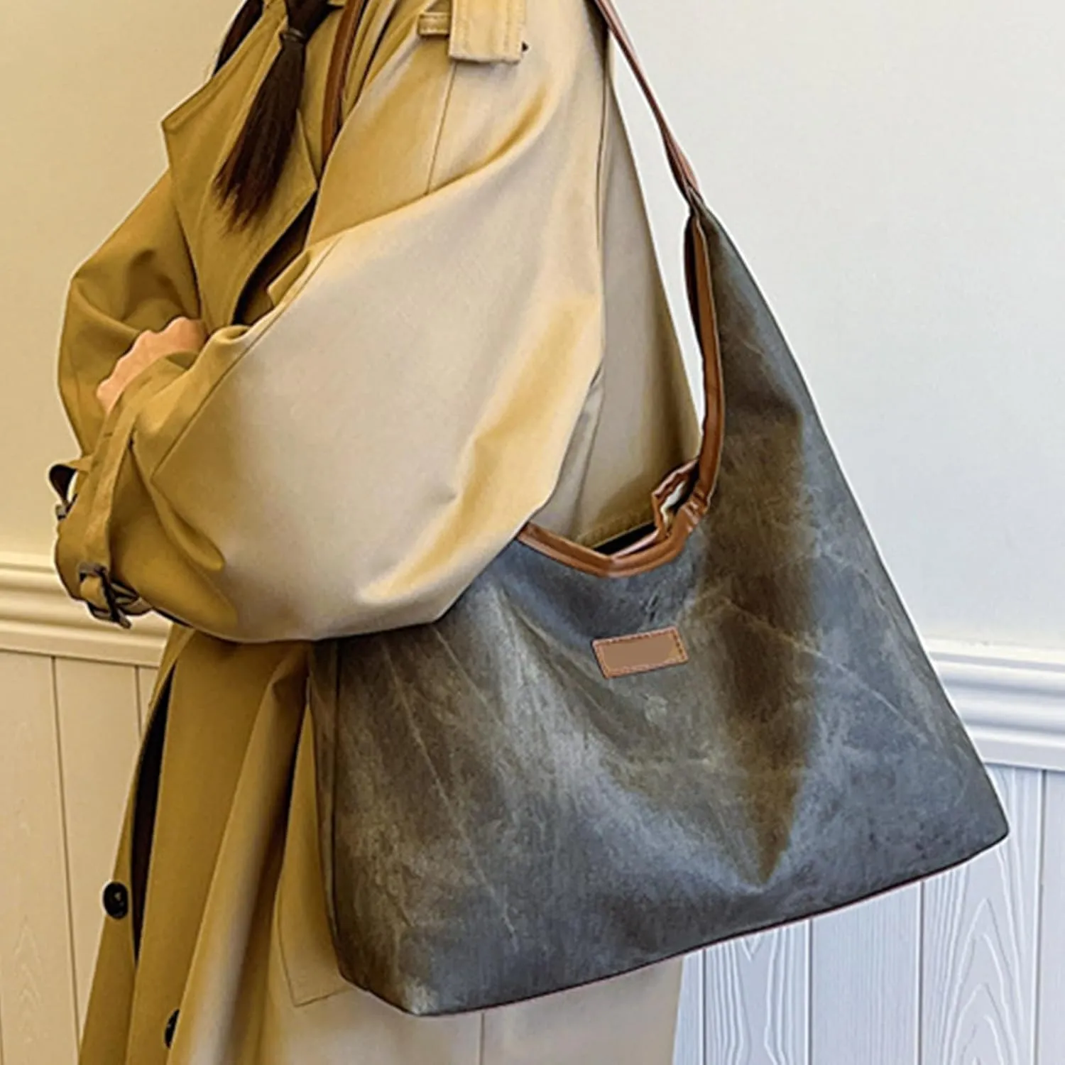 Shoulder Bag Soft PU Leather Top Handle Satchel Bag for Women Everyday Use