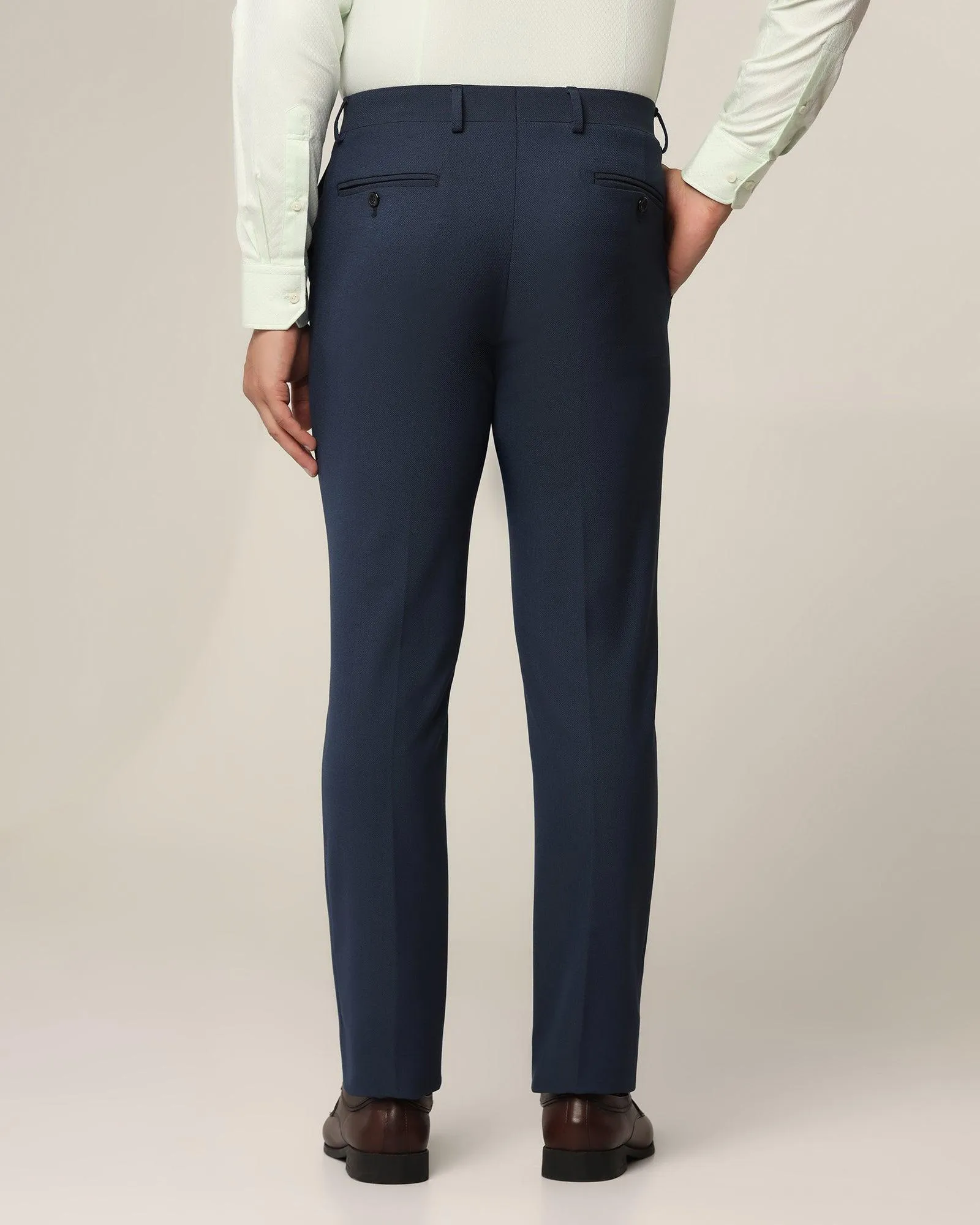 Slim Fit B-91 Formal Navy Textured Trouser - Kettle