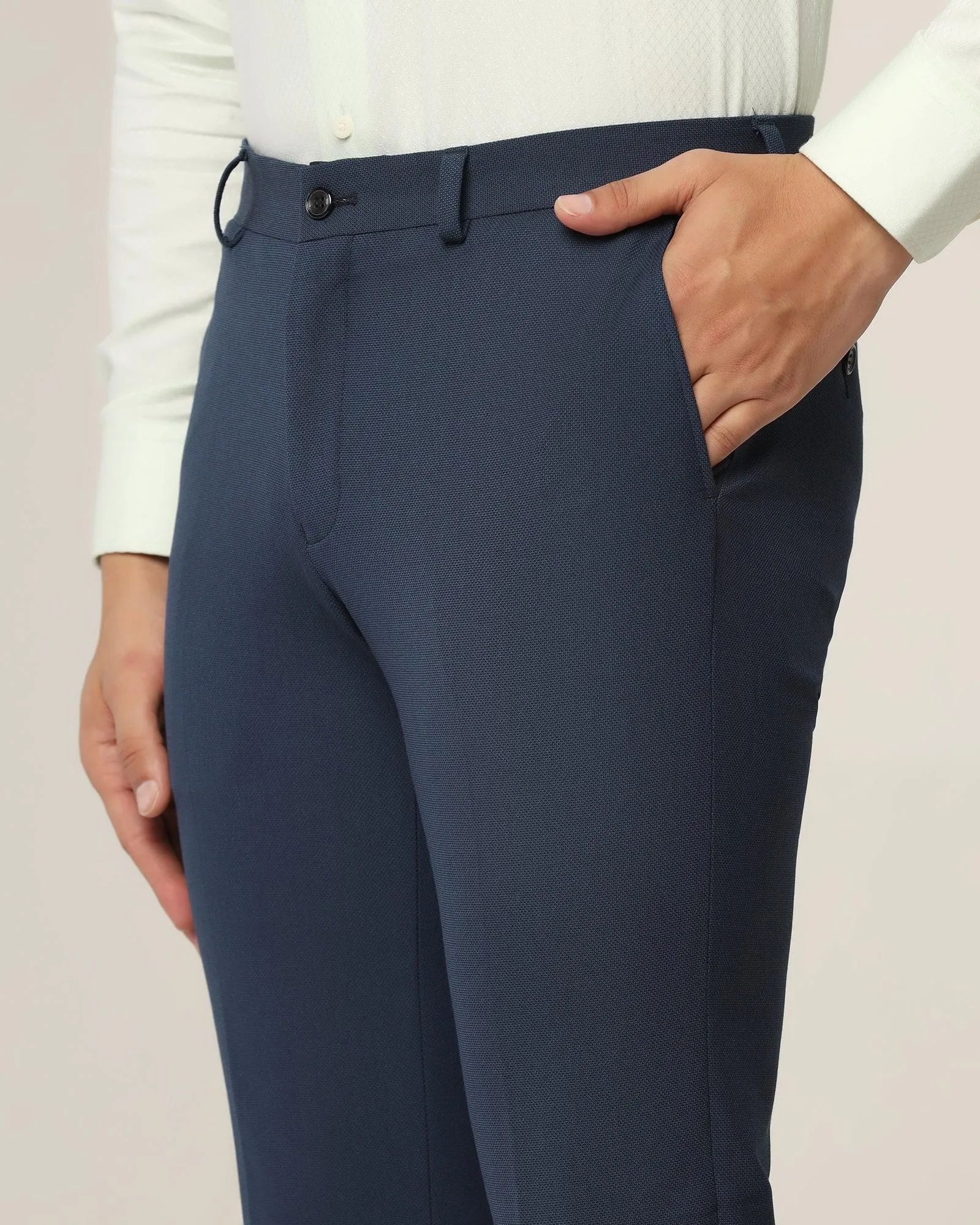 Slim Fit B-91 Formal Navy Textured Trouser - Kettle