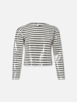 Striped Sequin Top -- Navy Multi