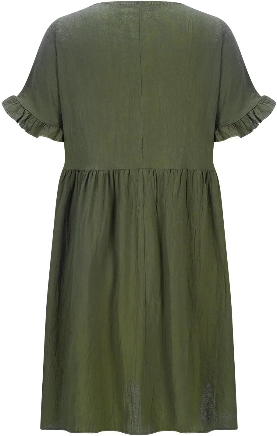 Summer Dresses for Women 2025 Crew Neck Ruffle Sleeve Cute Babydoll Mini Dress Pleated Swing A-Line Sundresses