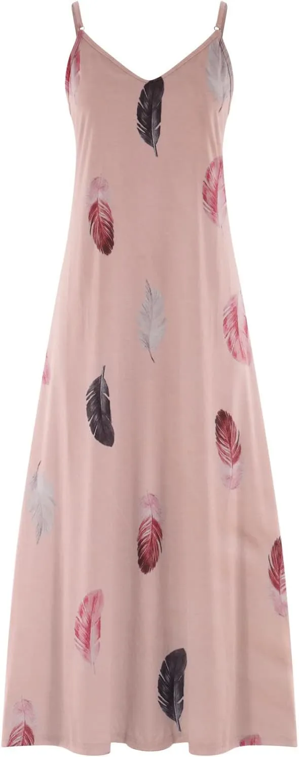 Sundresses for Women 2025 Summer Maxi Dresses Spaghetti Strap Floral Dress V Neck Flowy Boho Beach Vacation Clothes